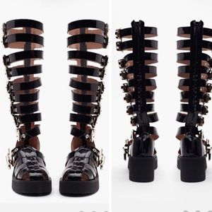 Jeffrey Campbell Black Theron Buckled Boots
